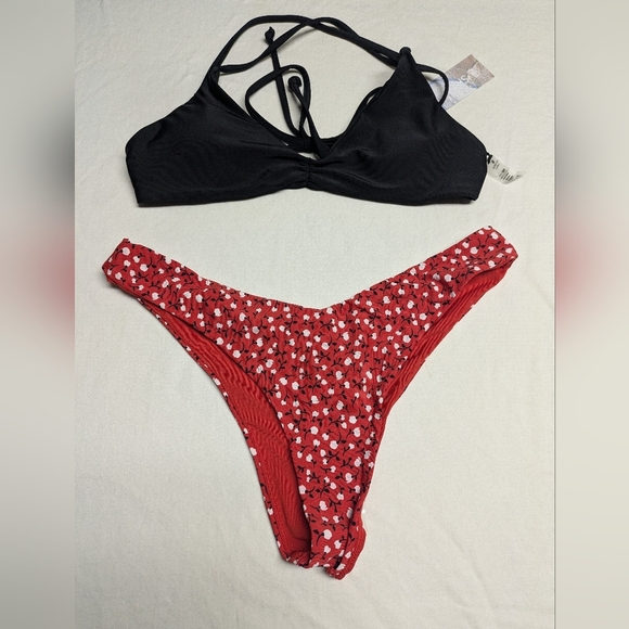 Tropik Cheeky High Leg Bottoms & Skinny Dip Strappy Bikini Top Size S NWT - Picture 3 of 11